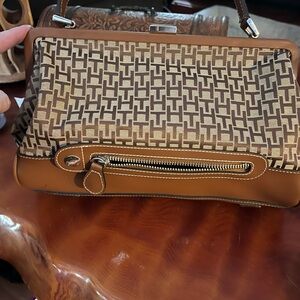 Tommy Hilfiger Brown Patterned Satchel